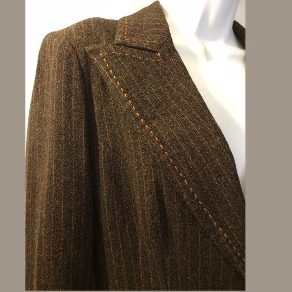 NANETTE LEPORE Wool Blazer striped gray brown Bow - Picture 4 of 7